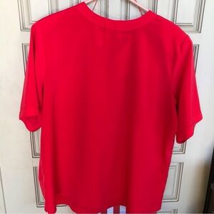 Plus Worthington Sz1XL Polyester Blouse Short Sleeve Red Simple